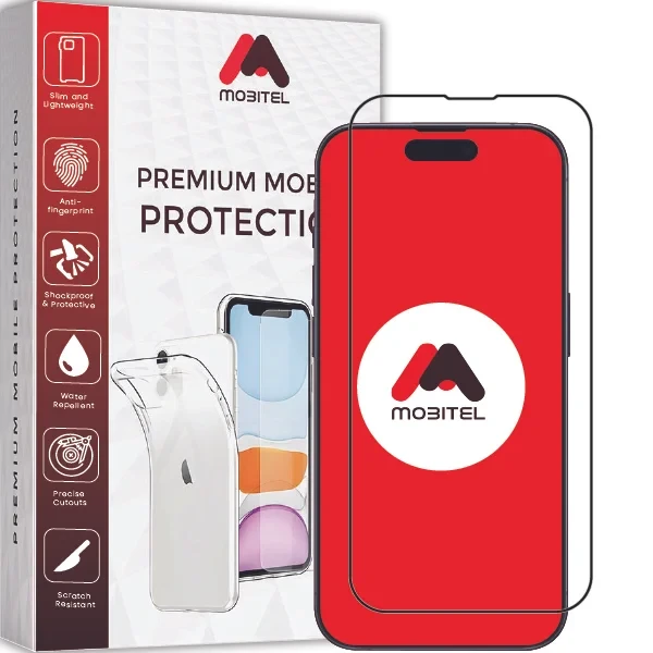 Mobitel Full Coverage Tempered Glass Screen Protector for iPhone 15 Pro Max